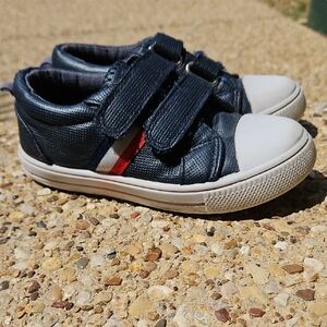 Navy and White Kids Sneakers with Velcro by [Brand]
